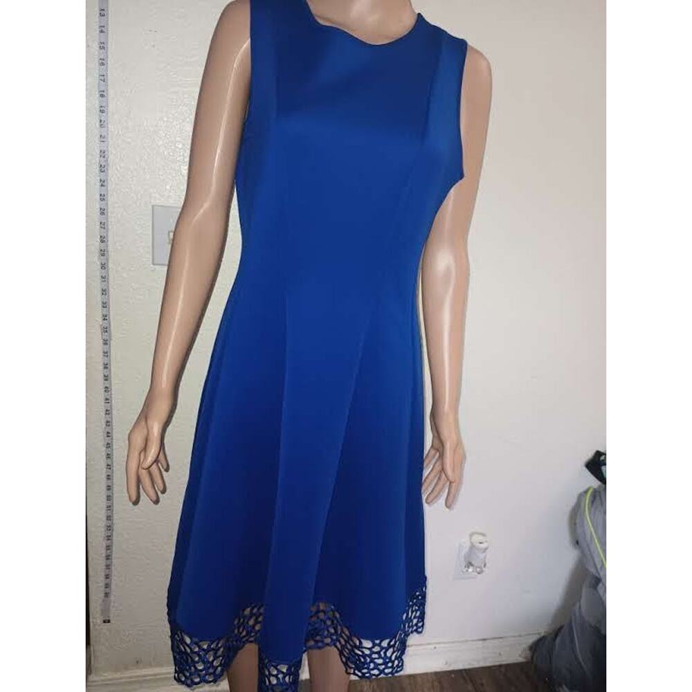 Donna Ricco Royal Blue Sleeveless Dress Size 10 W011 - Picture 5 of 10